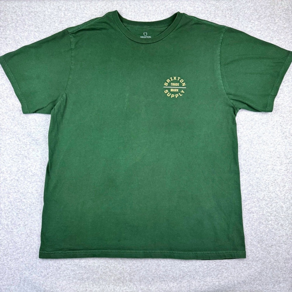 Brixton Supply Mens XL Green Graphic T-Shirt Skate Streetwear 100% Cotton - Picture 2 of 7